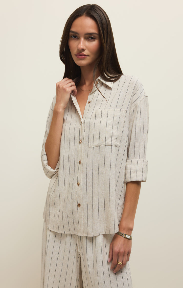 Tops Alfie Striped Linen Button Up Alfie Striped Linen Button Up