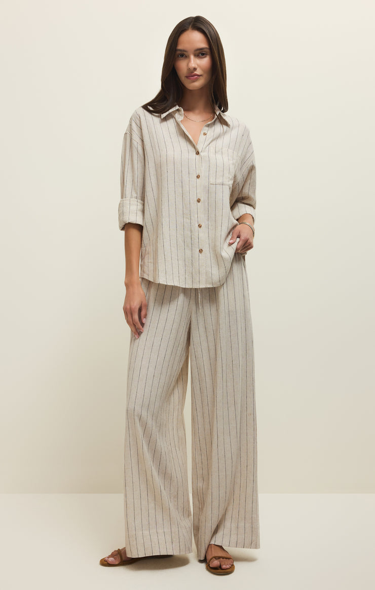 Tops Alfie Striped Linen Button Up Linen