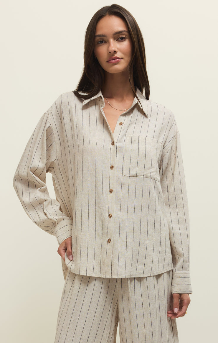 Tops Alfie Striped Linen Button Up Alfie Striped Linen Button Up