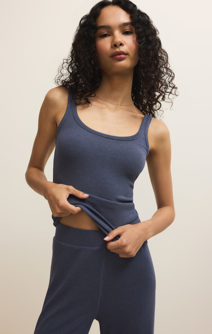 Tops Renae Slub Rib Tank Indigo