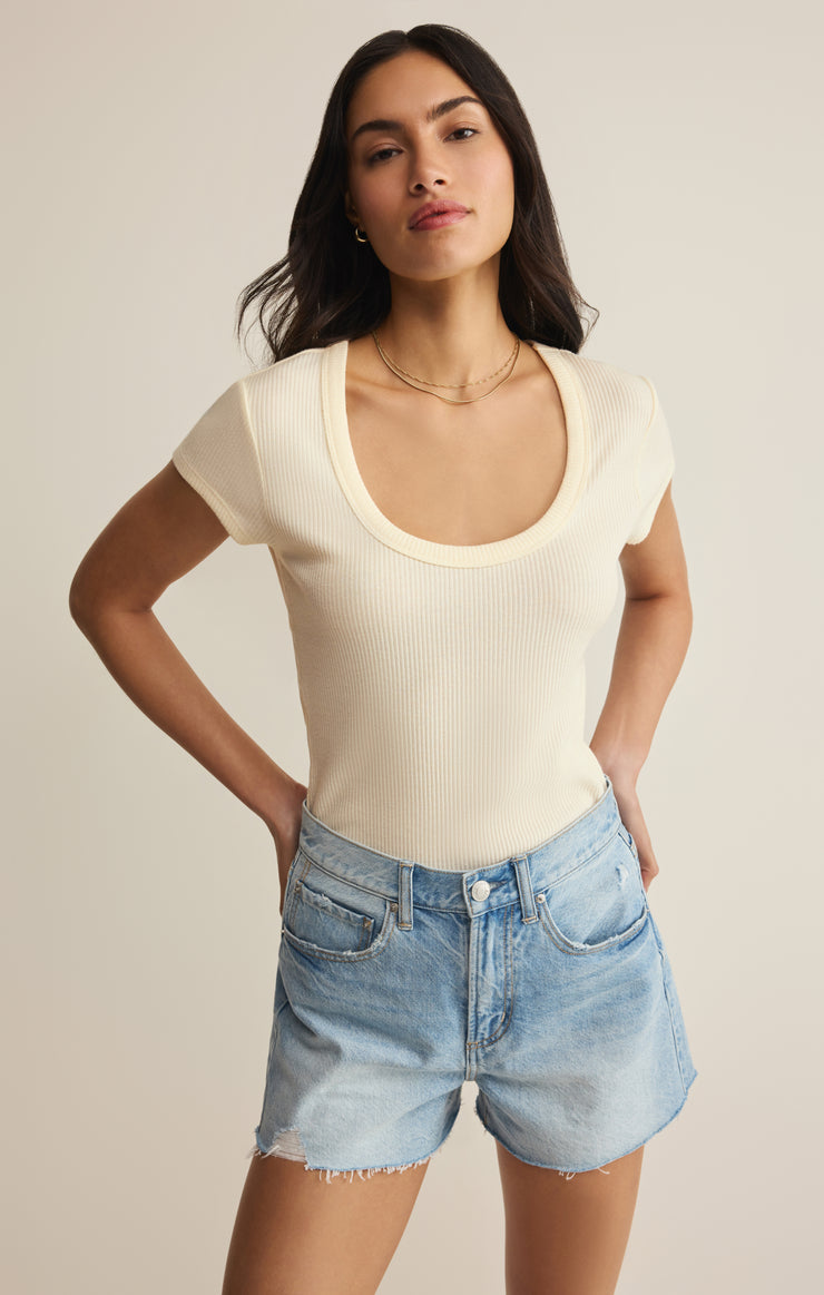 Tops Leisurely Scoop Neck Tee Cloud
