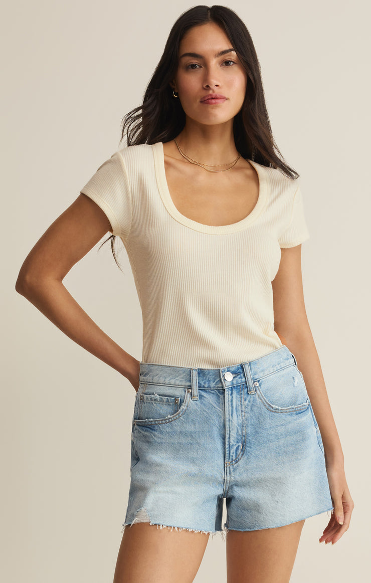 Tops Leisurely Scoop Neck Tee Cloud