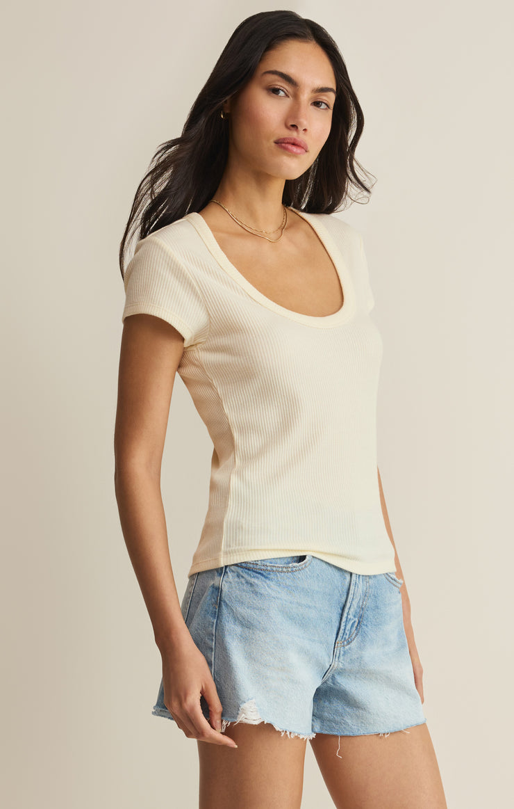 Tops Leisurely Scoop Neck Tee Cloud