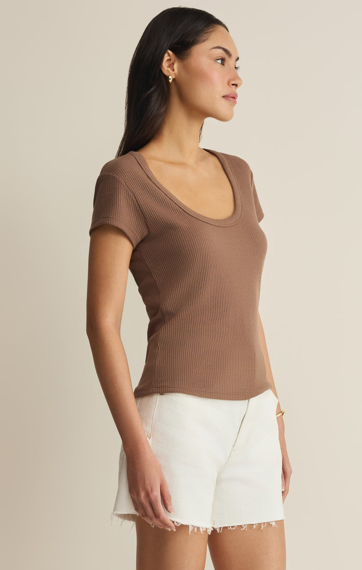 Tops Leisurely Scoop Neck Tee Palo Santo