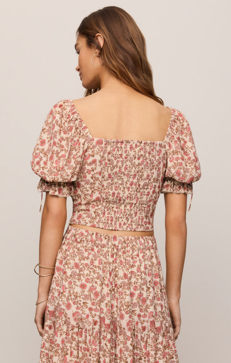Tops Moira Floral Cropped Top Sandshell