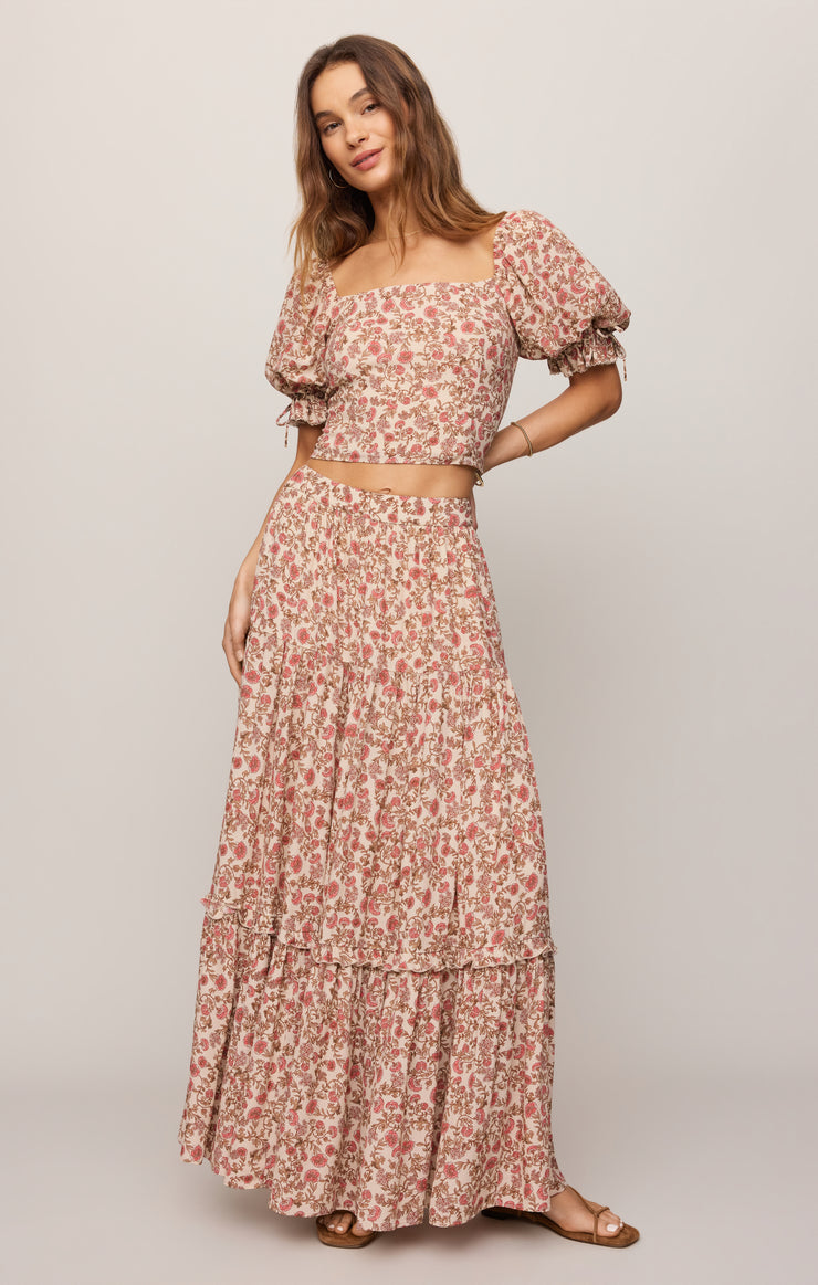 Tops Moira Floral Cropped Top Sandshell