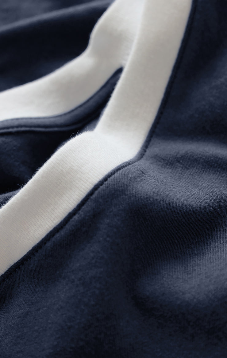 Tops Modern Contrast V-Neck Tee Twilight Blue