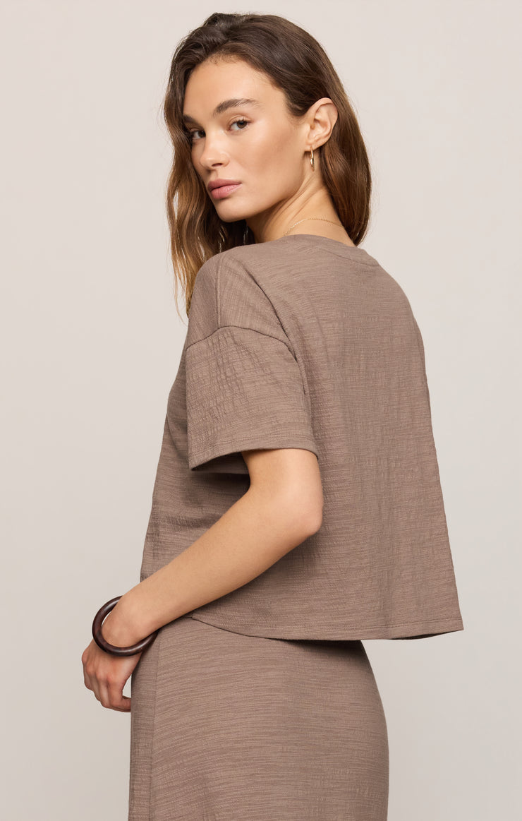 Tops Sway Textured Cropped Tee Iced Coffee