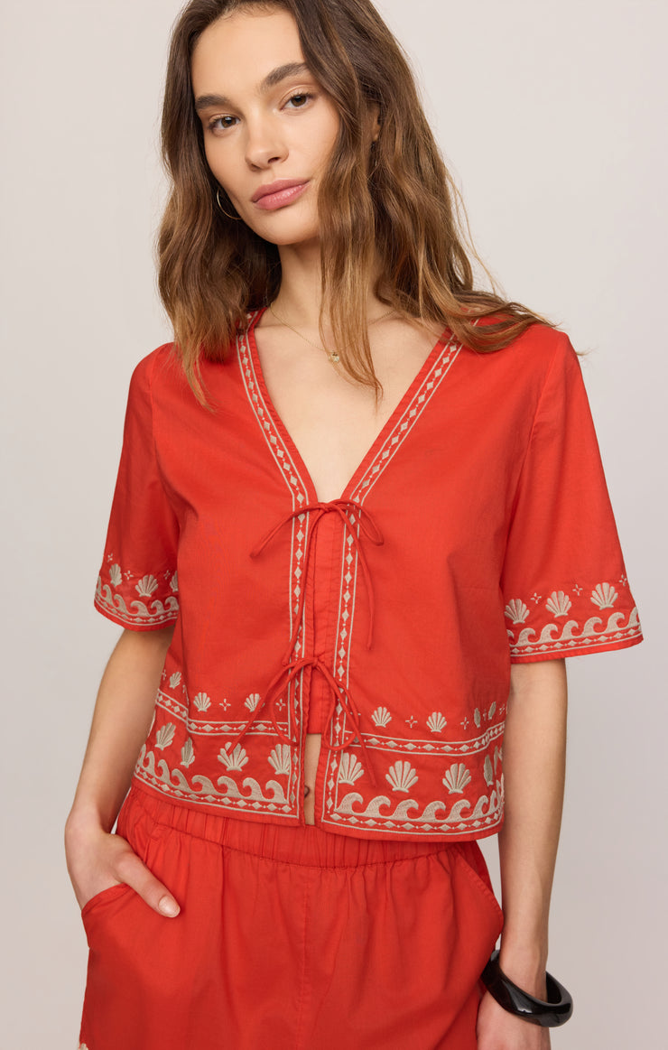 Tops Cast Of Waves Cropped Top Lychee