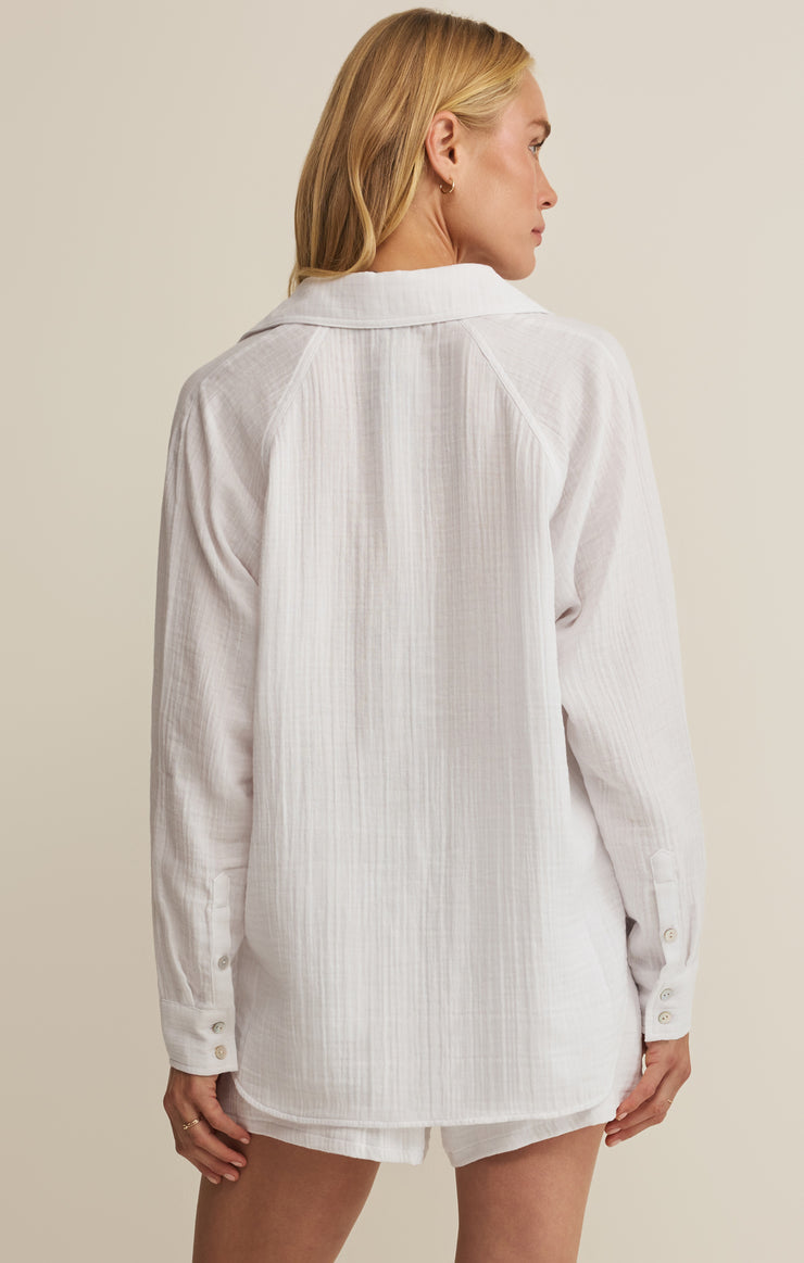 Tops The Perfect Airy Gauze Button Up White