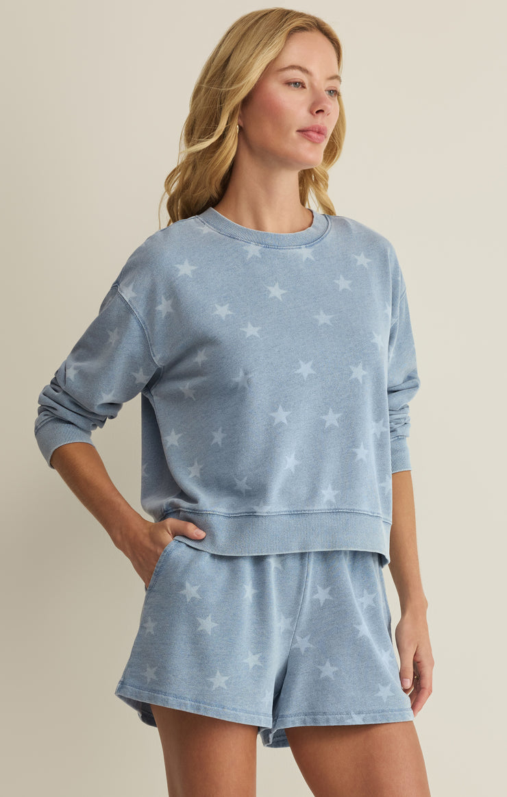 Tops Written Stars Denim Sweatshirt Ocean Air Indigo