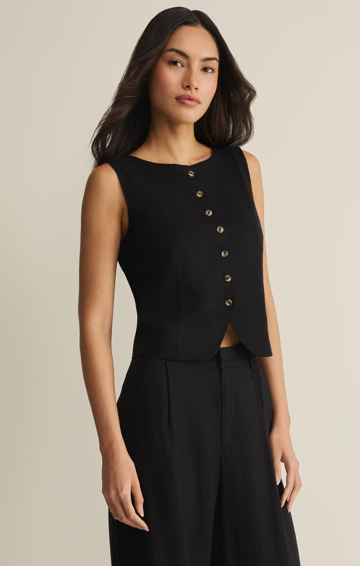 Vests Roman Linen Vest Black