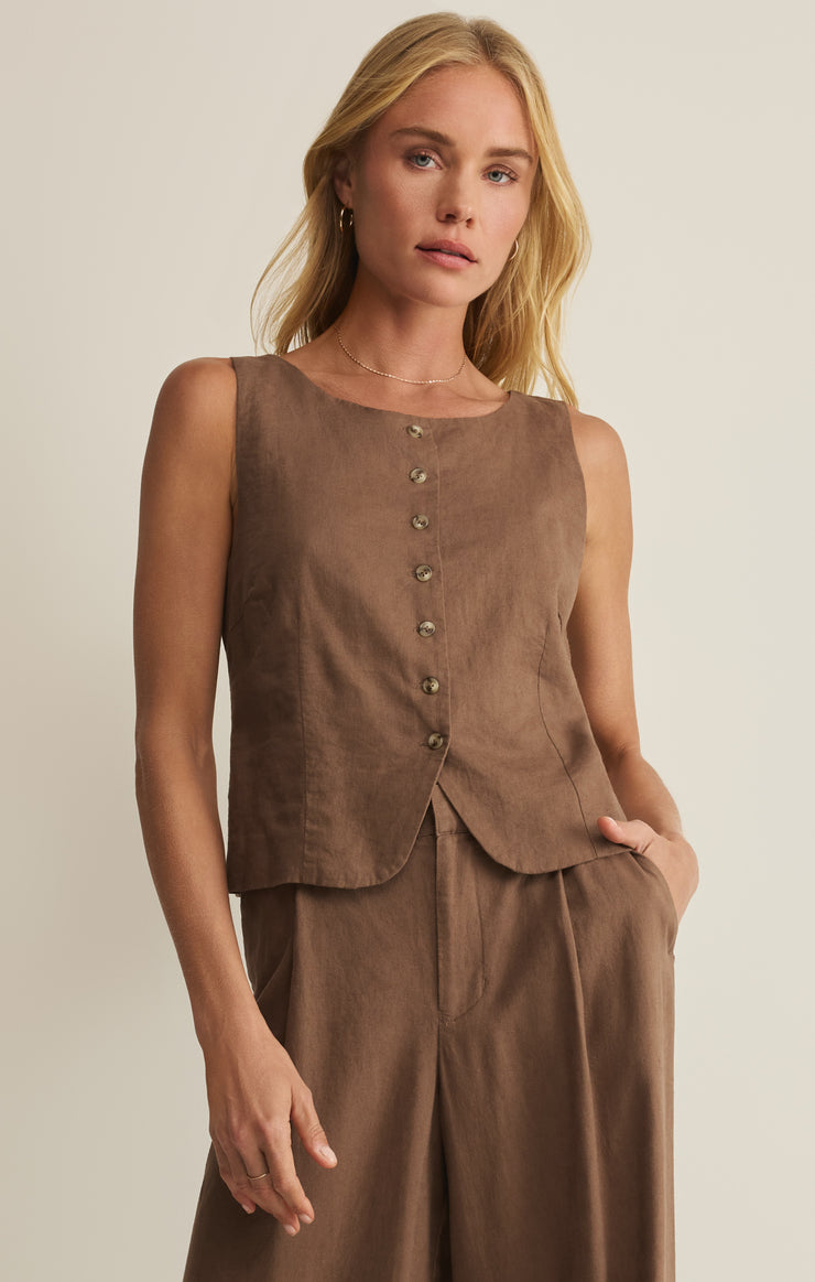 Vests Roman Linen Vest Palo Santo