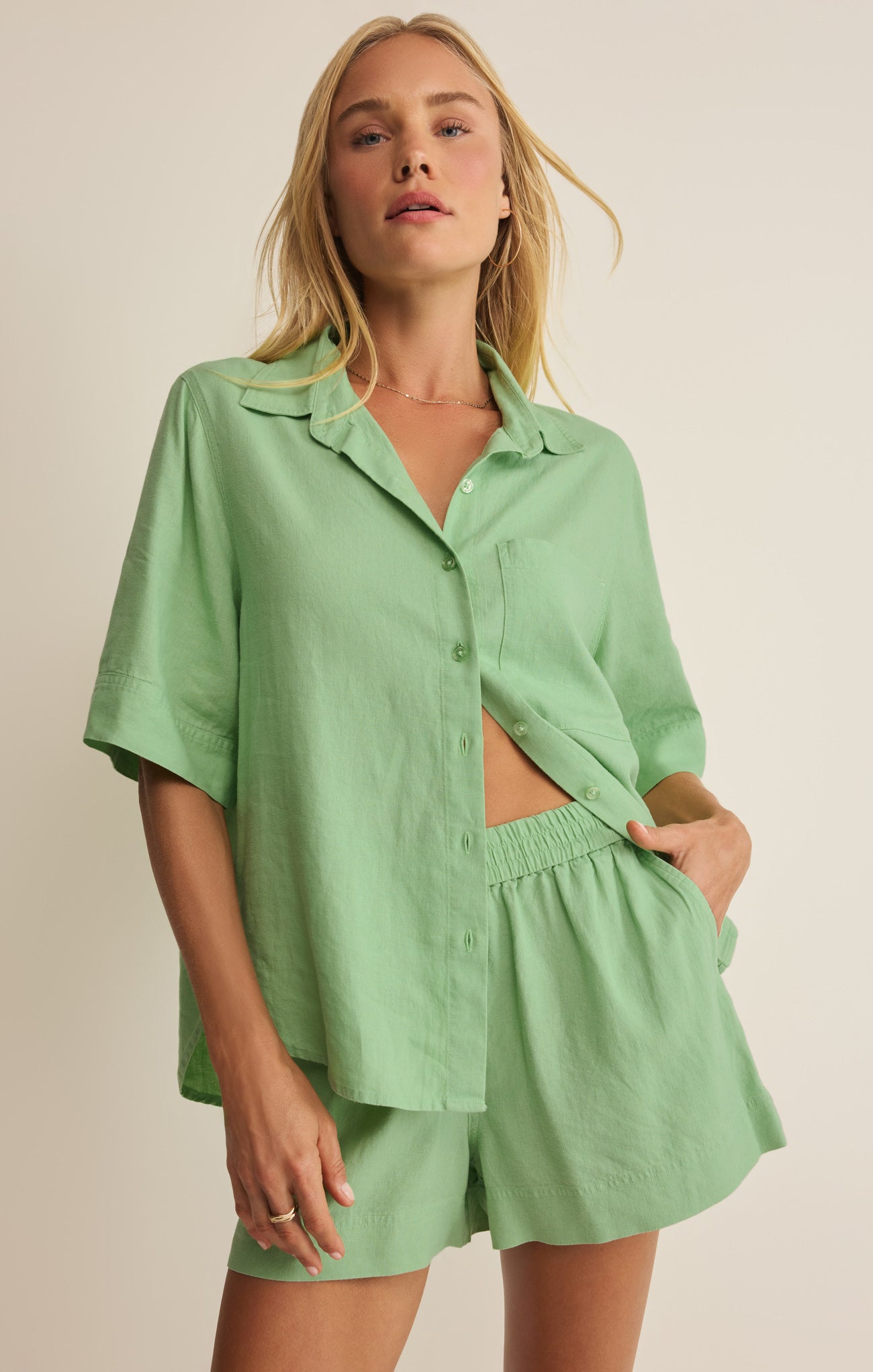 balloon zip shirt ミントグリーン Balloon Zip Shirt