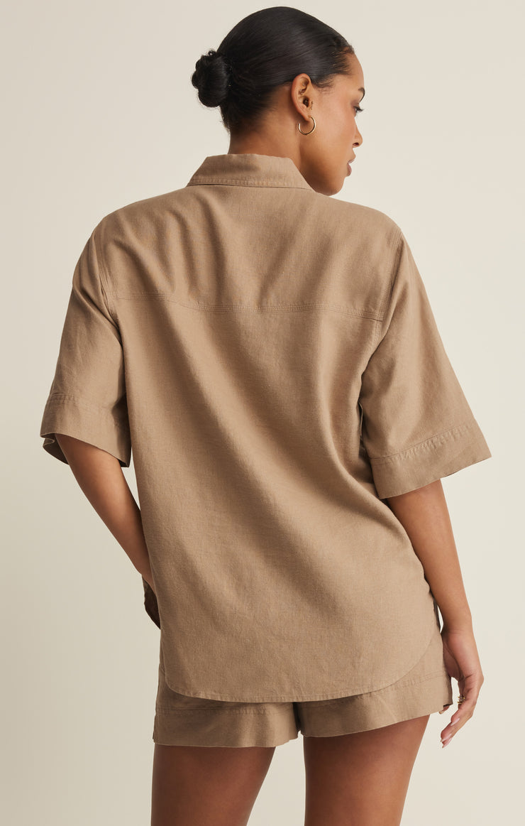 Tops Expedition Linen Button Up Taro