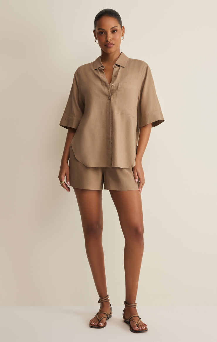 Tops Expedition Linen Button Up Taro