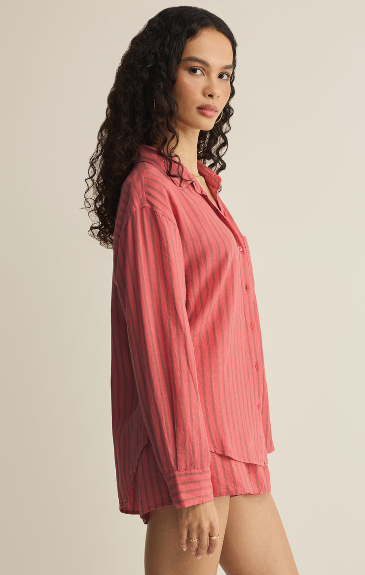 Tops The Perfect Striped Linen Button Up Gelato