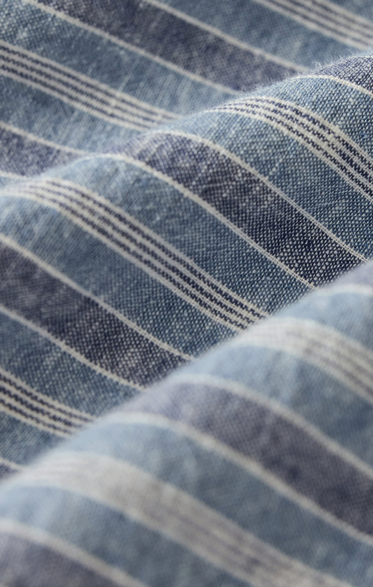Tops The Perfect Striped Linen Button Up Indigo