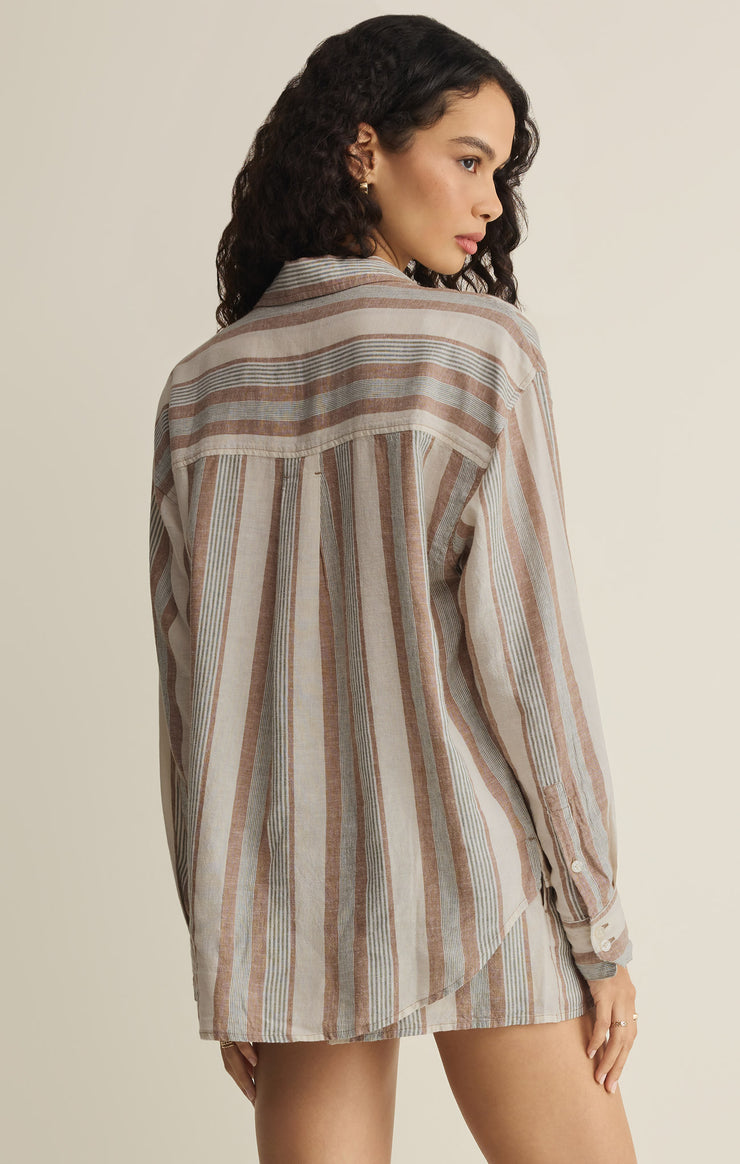 Tops The Perfect Striped Linen Button Up Island Coconut