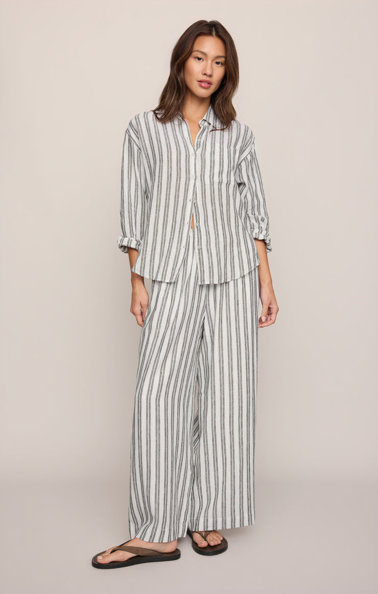 Tops The Perfect Striped Linen Button Up White