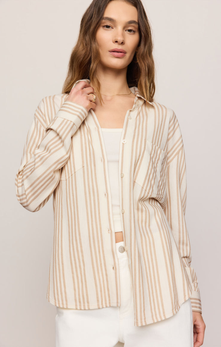 Tops Reese Button Up Stripe Top Cloud