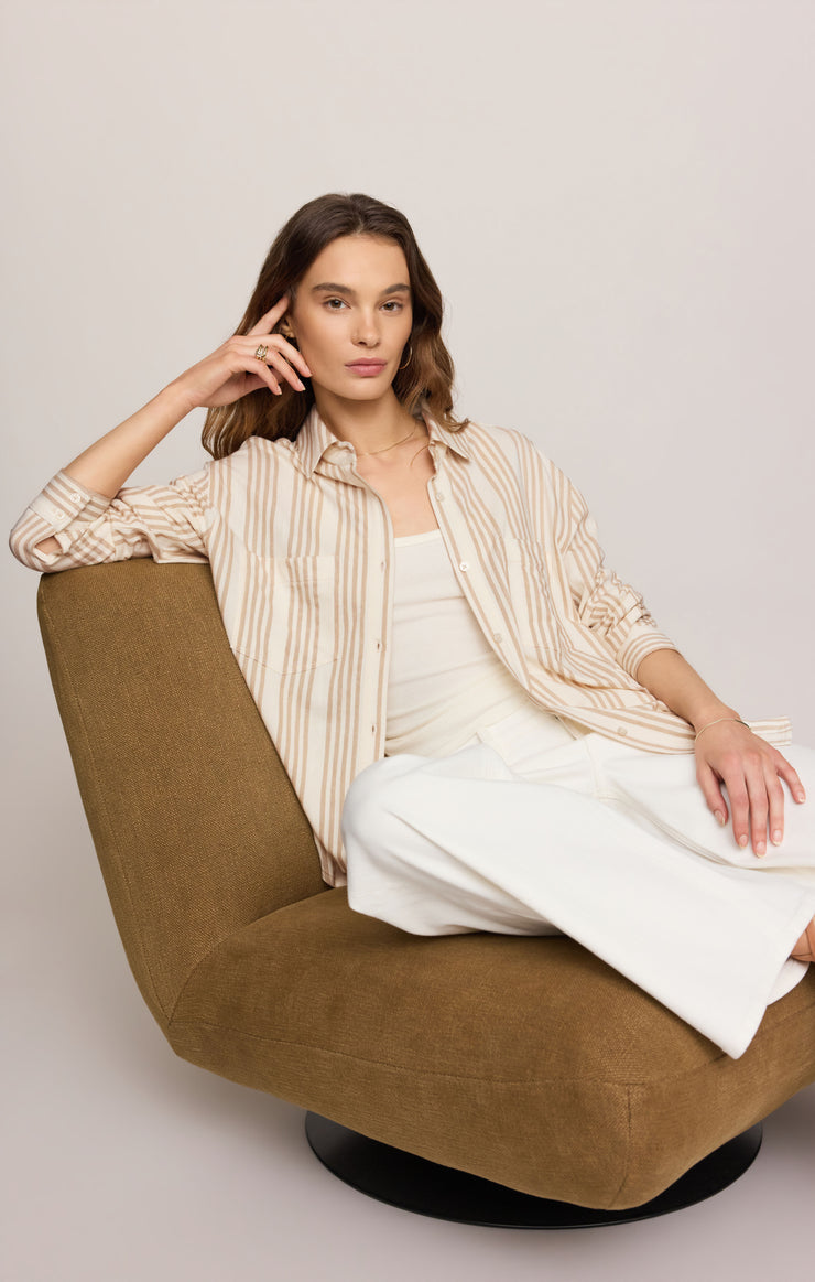 Tops Reese Button Up Stripe Top Cloud