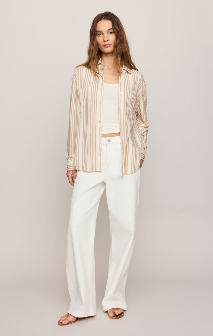 Tops Reese Button Up Stripe Top Cloud