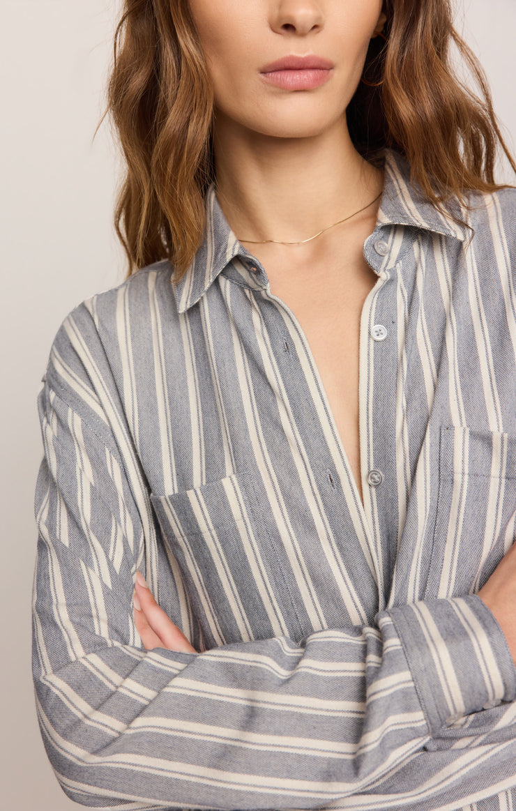 Tops Reese Button Up Stripe Top Summer Stone