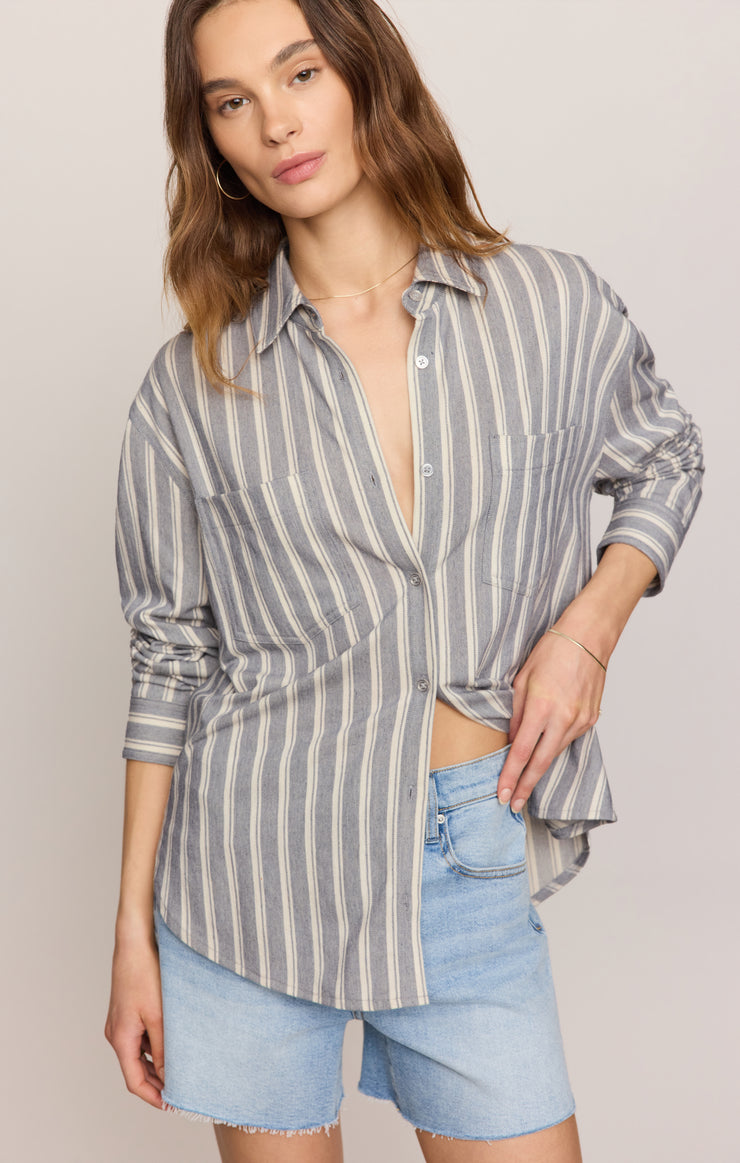 Tops Reese Button Up Stripe Top Summer Stone