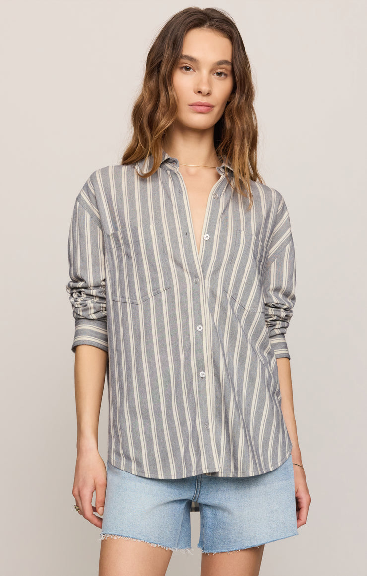 Tops Reese Button Up Stripe Top Summer Stone