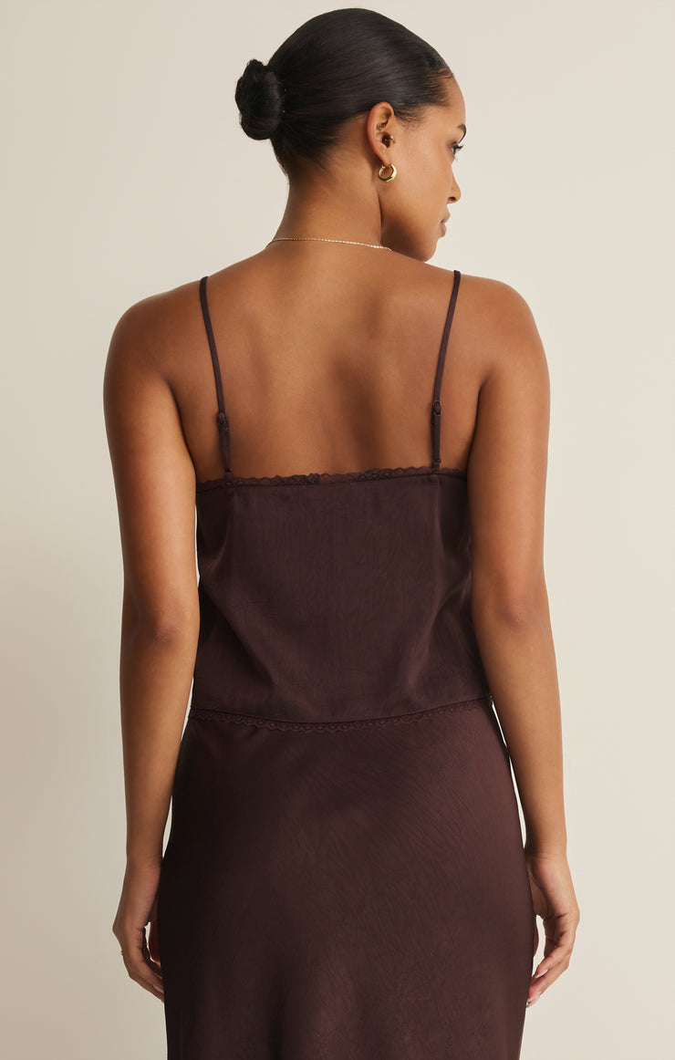 Tops Viva Satin Tank Chocolate Cherry