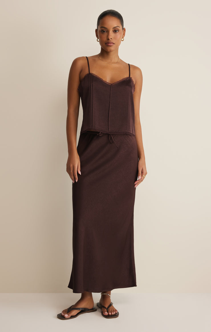 Tops Viva Satin Tank Chocolate Cherry