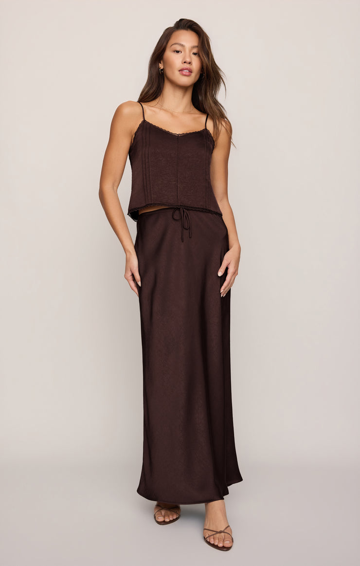 Tops Viva Satin Tank Chocolate Cherry
