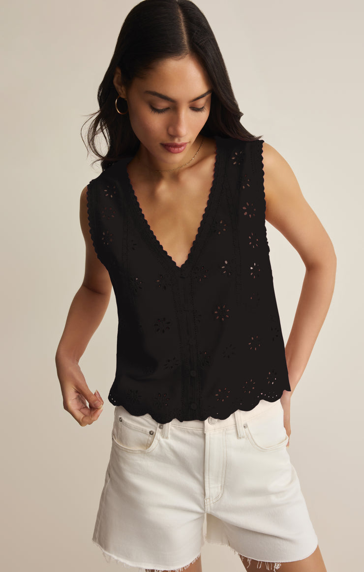 Tops Darcy Eyelet Top Black