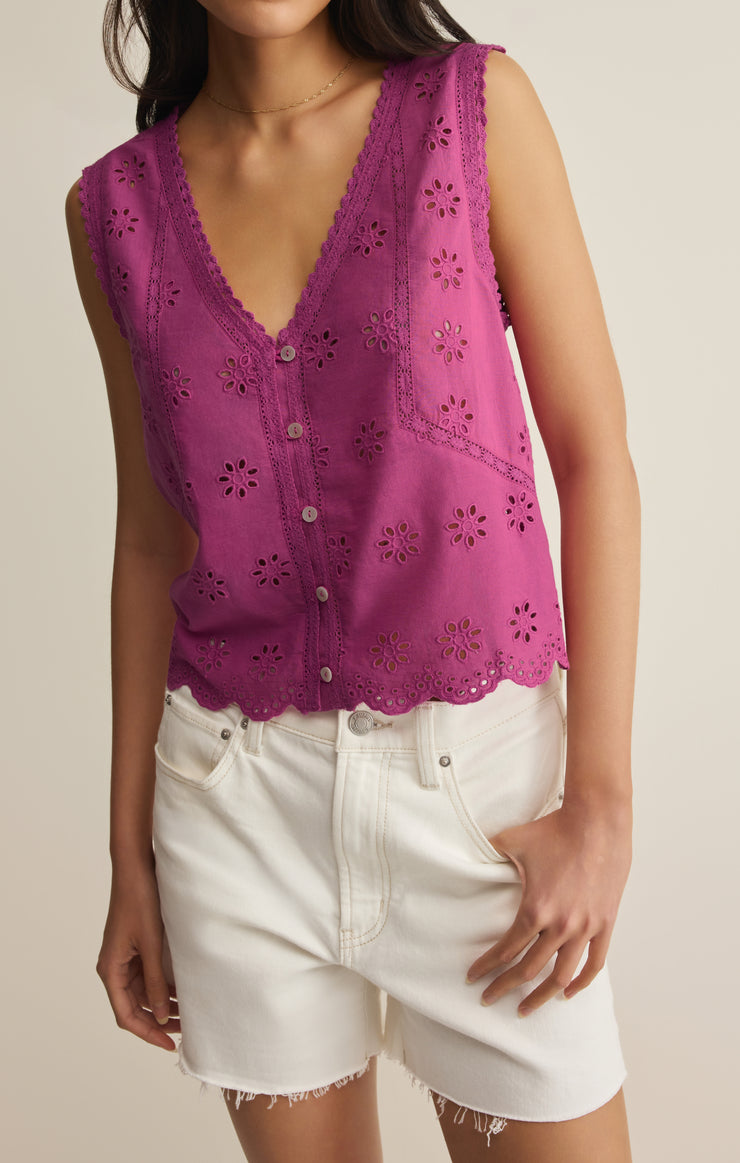 Tops Darcy Eyelet Top Berry Blush