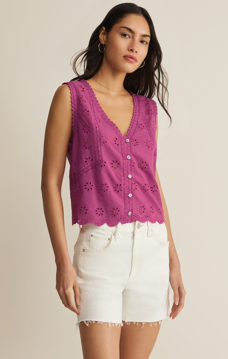 Tops Darcy Eyelet Top Berry Blush