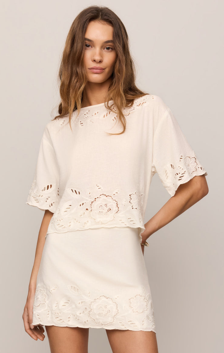 Tops Daya Embroidered Linen Top White