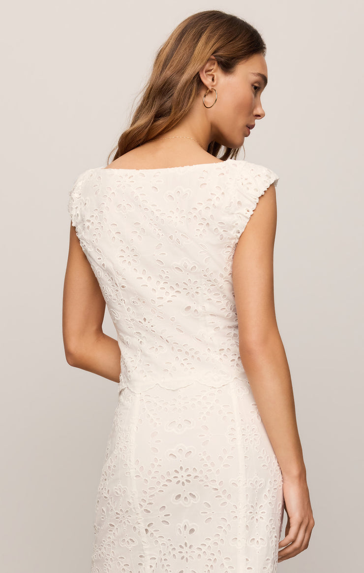 Tops Emrie Eyelet Cropped Top White