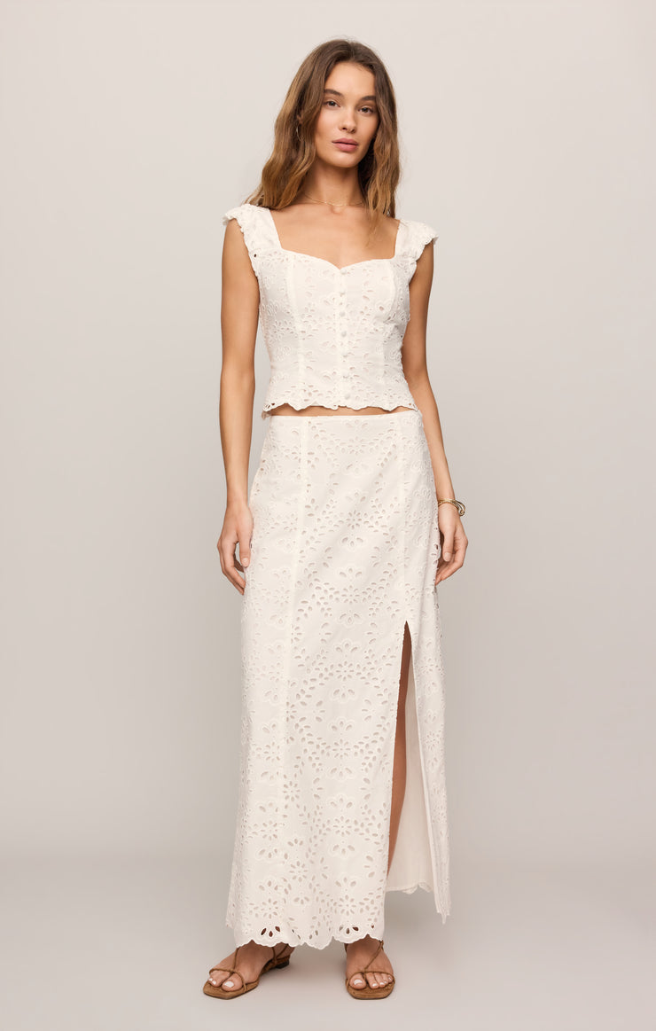 Tops Emrie Eyelet Cropped Top White