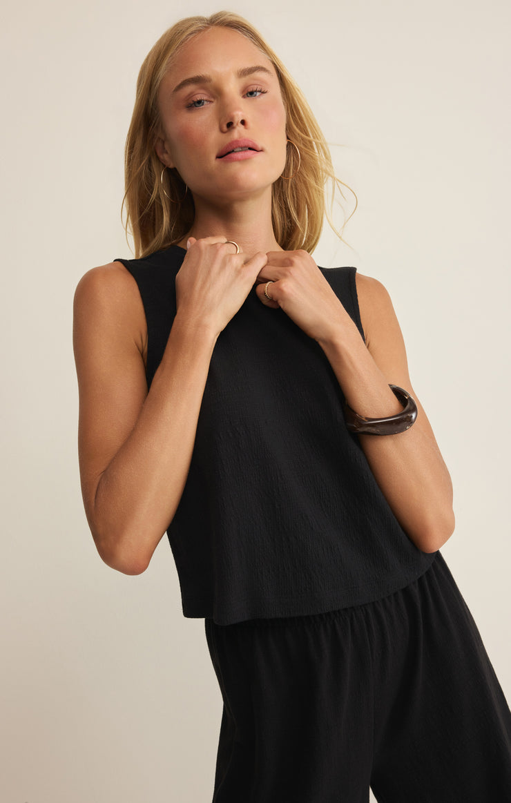 Tops Sloane Textured Tank Black