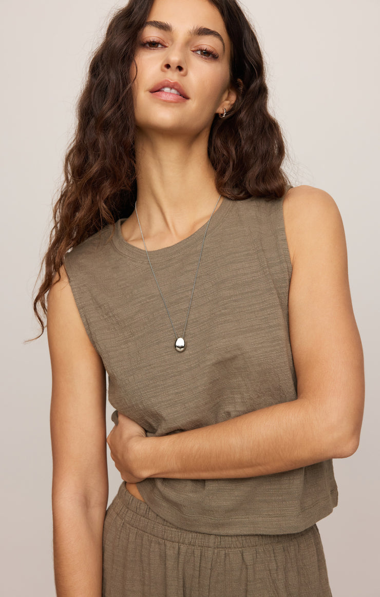 Tops Sloane Textured Tank Khaki Green