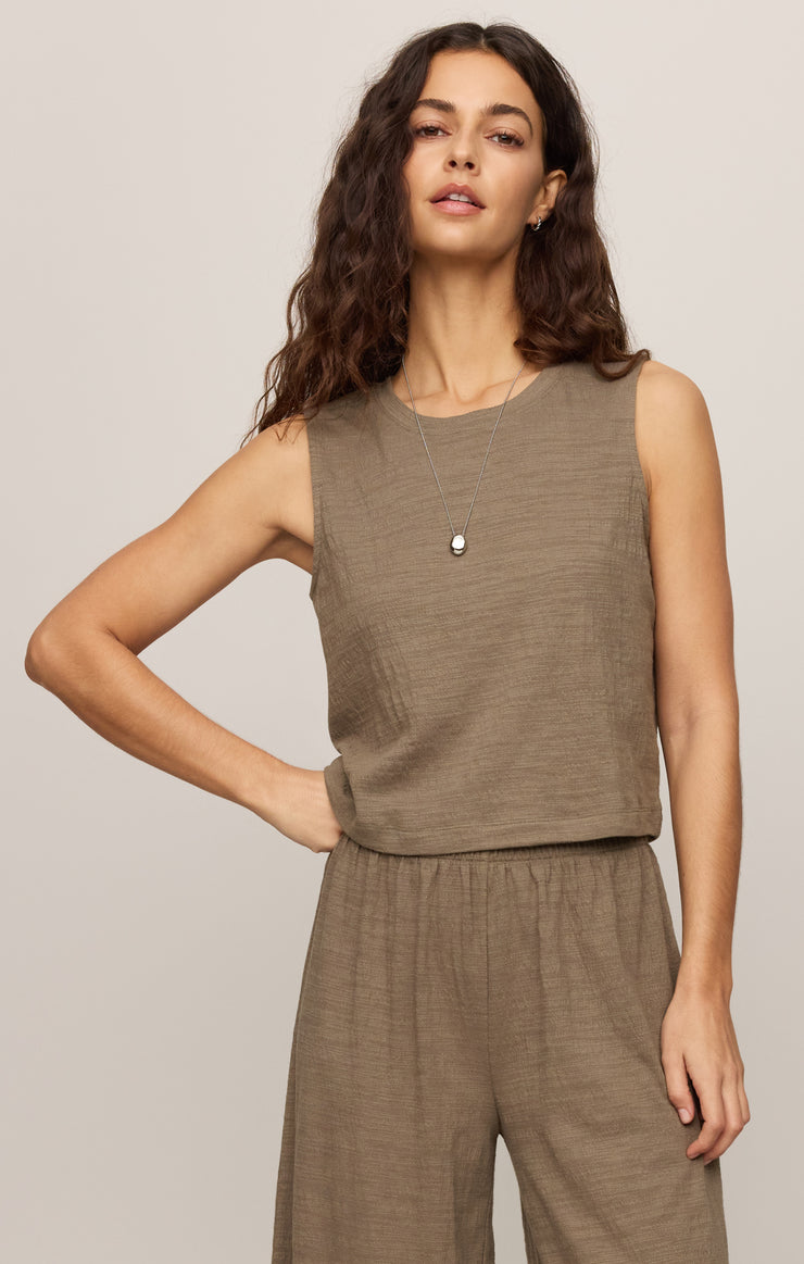 Tops Sloane Textured Tank Khaki Green