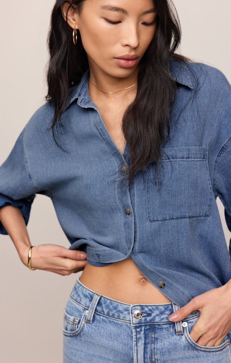 Tops The Perfect Twill Button Up Classic Indigo