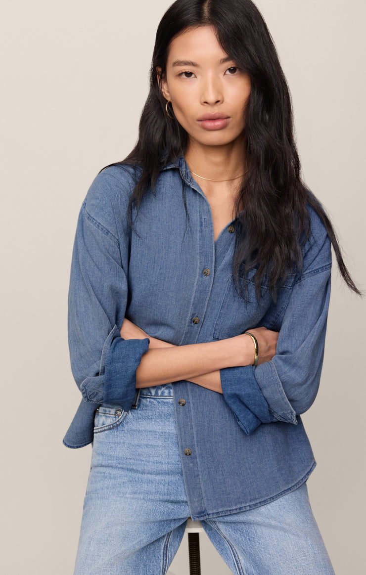 Tops The Perfect Twill Button Up Classic Indigo