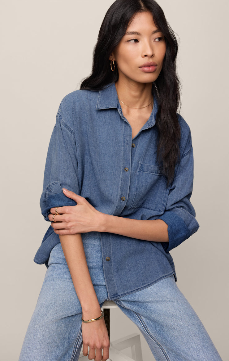 Tops The Perfect Twill Button Up Classic Indigo