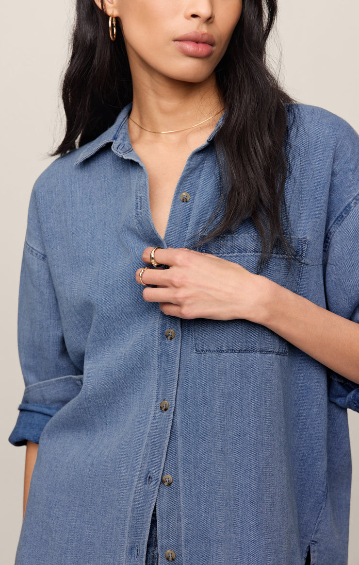 Tops The Perfect Twill Button Up Classic Indigo