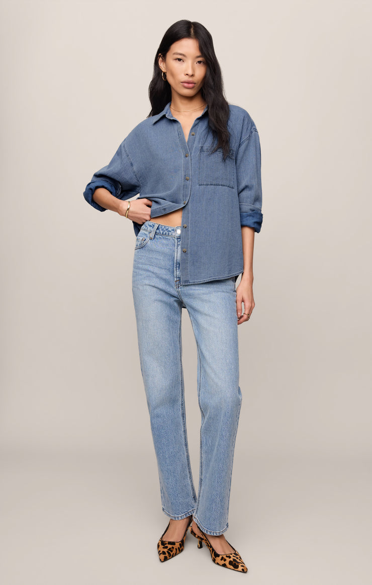 Tops The Perfect Twill Button Up Classic Indigo