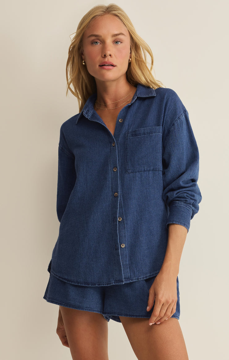 Tops The Perfect Twill Button Up Twilight Blue
