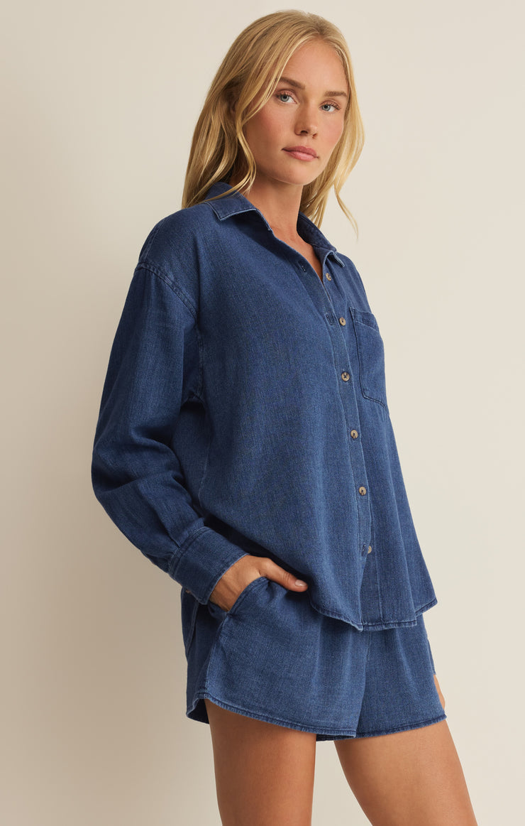 Tops The Perfect Twill Button Up Twilight Blue