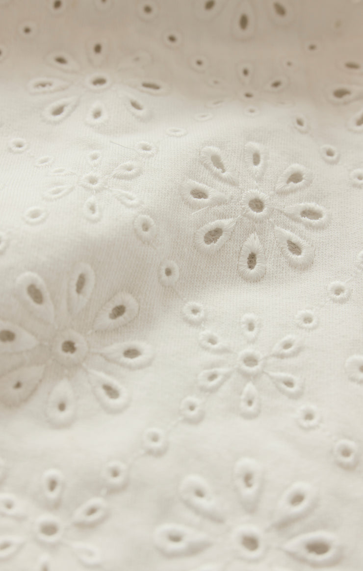 Tops Mosaic Knit Eyelet Sweatshirt White
